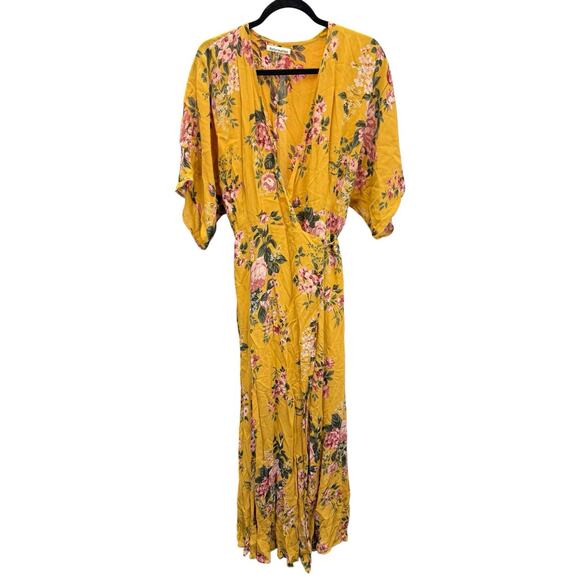 Reformation Winslow Maxi Dress Angelica Floral Yellow XL 100% Viscose Wrap - Picture 3 of 9